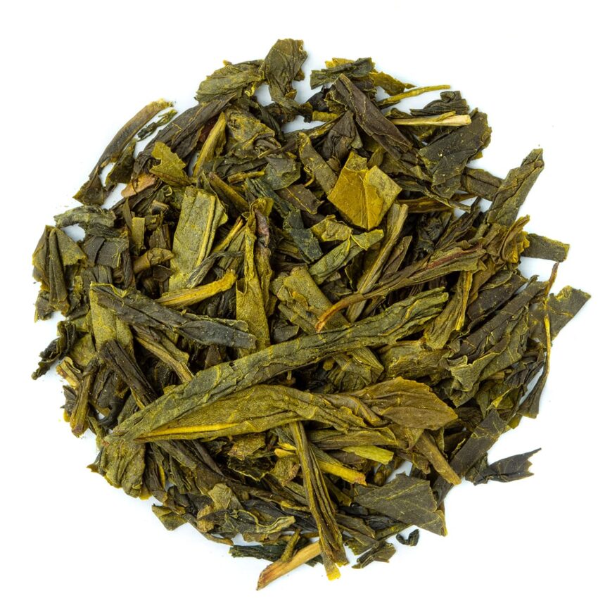 Thé Vert Earl Grey Sencha Bio saveur Bergamote par Made in Thé - Vue de haut