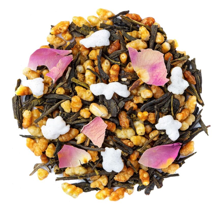 Thé Vert Sakura Genmaicha saveur Fleur de cerisier par Made in Thé - Vue de haut