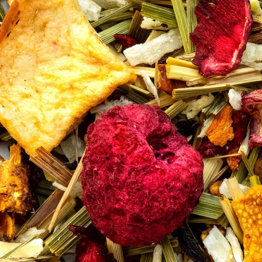 Tisane Jardin Secret Bio Saveur Framboise et Citron Vert par Made in Thé - Vue zoomée