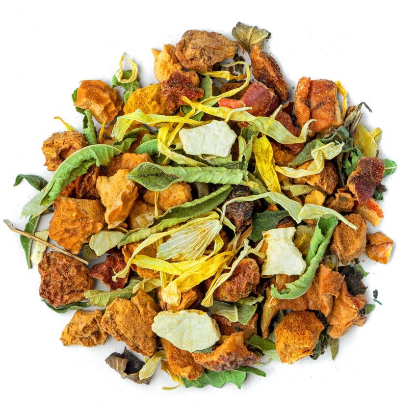 Tisane du Soir Bio Saveur Mandarine, Orange et Verveine par Made in Thé - Vue de haut