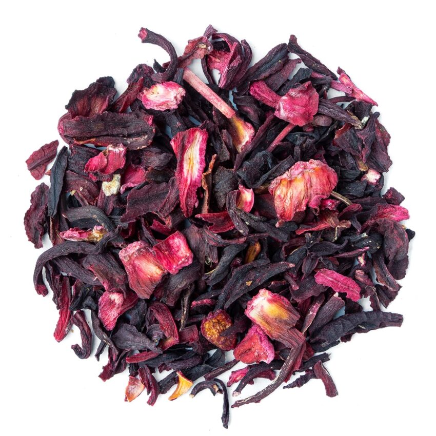 Fleurs d’Hibiscus Bio Saveur d’Hibiscus et Myrtille par Made in Thé - Vue de haut