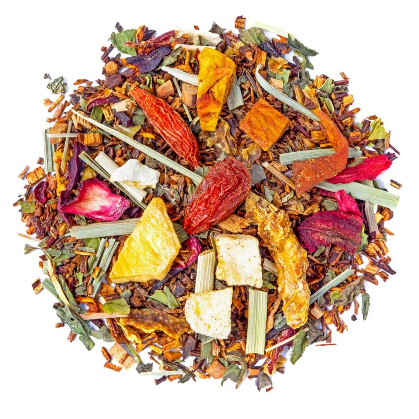 Rooibos Secrets d’Afrique Bio saveur Citron, Mangue et Menthe en vrac par Made in Thé - Vue de haut